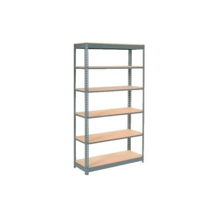 Global Equipment Heavy Duty Shelving 48"W x 24"D x 84"H With 6 Shelves - Wood Deck - Gray 255501